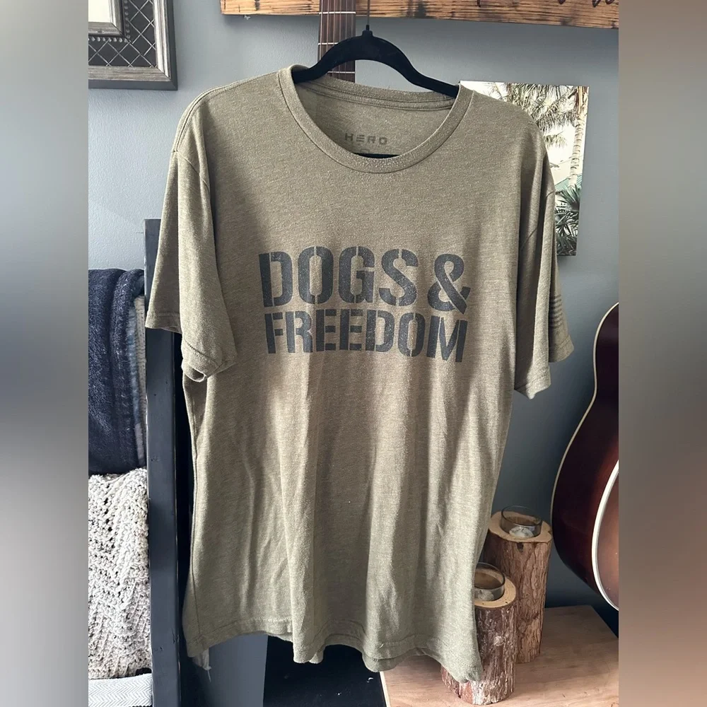 Hero Dogs & Freedom T-Shirt in Olive Green - Picture 2 of 3